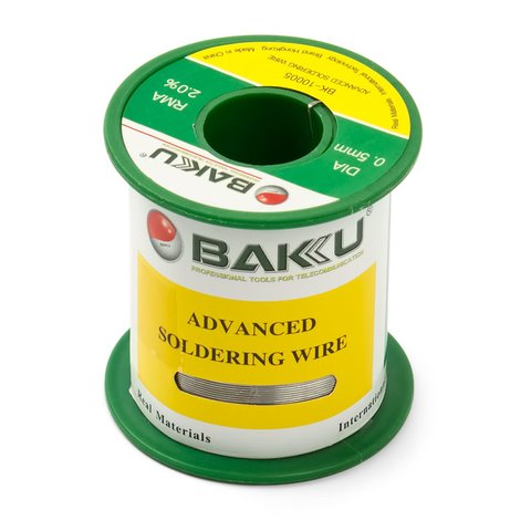 Припій BAKU BK 10005, Sn 97% , Ag 0,3%, Cu 0,7%, флюс 2%, 0,5 мм, 90 г