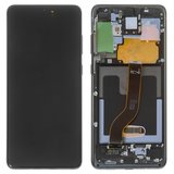 Дисплей для Samsung G985 Galaxy S20 Plus, G986 Galaxy S20 Plus 5G, чорний, з фронтальною камерою, з рамкою, Original (PRC), cosmic black