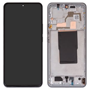 Дисплей для Xiaomi 12T, 12T Pro, сріблястий, з рамкою, High Copy, OLED , 22081212UG, 22081212G, 22071212AG