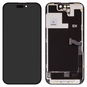 Дисплей для iPhone 14 Pro, черный, с рамкой, High Copy, без микросхемы, OLED , GX OEM hard