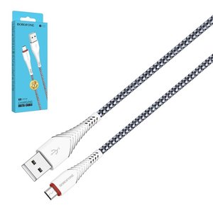 USB кабель Borofone BX25, USB тип A, micro USB тип B, 100 см, 2,4 А, белый, #6931474703484
