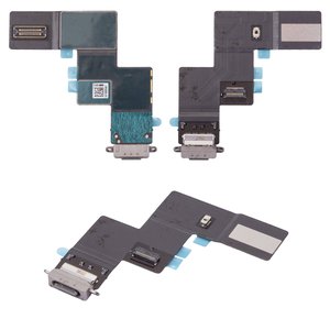 Шлейф для iPad Air 13 2024, iPad Air 13 2025, конектора зарядки, сірий, з компонентами, Original PRC , space gray
