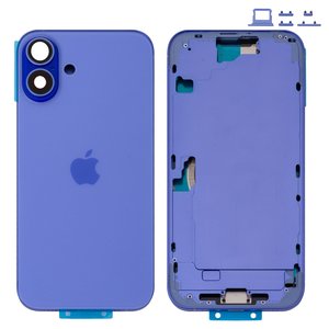 Корпус для iPhone 16 Plus, фіолетовий, з тримачем SIM карти, з боковими кнопками, Original PRC , EU Version, ultramarine