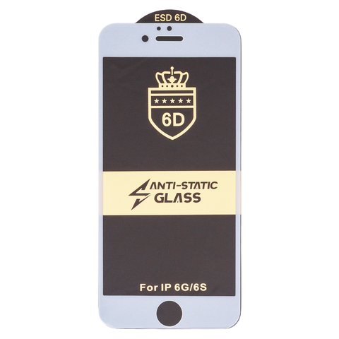 Захисне скло ESD 6D для Apple iPhone 6, iPhone 6S, сумісне з чохлом, Full Glue, Anti Static, без упаковки , білий