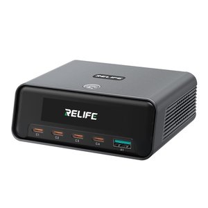 Мережевий зарядний пристрій RELIFE Q8, 165 Вт, Quick Charge, Power Delivery PD , сірий, 5 портів