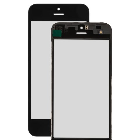 Housing Glass compatible with iPhone 5, with OCA film, with frames, black 