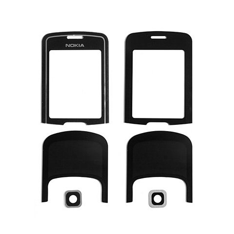 Housing Glass compatible with Nokia 8600, complete, black, plastic 