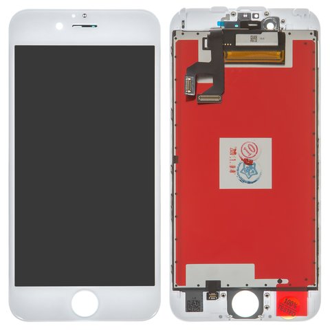 Дисплей для iPhone 6S, белый, с рамкой, AAA, Tianma, с пластиками камеры и датчика приближения