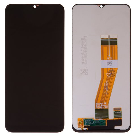LCD compatible with Samsung A037G Galaxy A03s, black, Best copy, without frame, Copy, with yellow cable, 162x72 mm  
