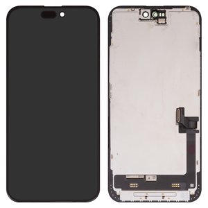 Pantalla LCD puede usarse con iPhone 15 Plus, negro, con marco, Original PRC , NEW