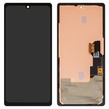 LCD compatible with Google Pixel 6a, (black, with frame, High Copy, with wide edge, (OLED) GX7AS, GB62Z, G1AZG)