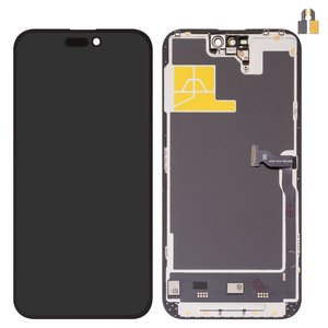 LCD compatible with iPhone 14 Pro Max, black, with frame, HC, without IC, AMOLED , DD OLED soft, 120Hz 
