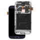 LCD compatible with Samsung I9500 Galaxy S4, (dark blue, with frame, original (change glass) )