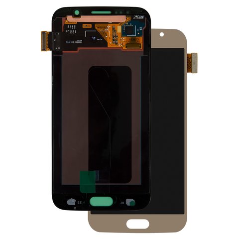LCD compatible with Samsung G920 Galaxy S6, golden, without frame, original change glass 