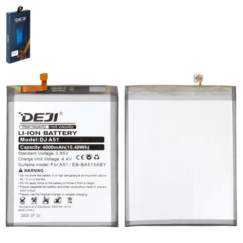 Battery Deji EB BA515ABY compatible with Samsung A515 Galaxy A51, Li ion, 3.85 V, 4000 mAh 