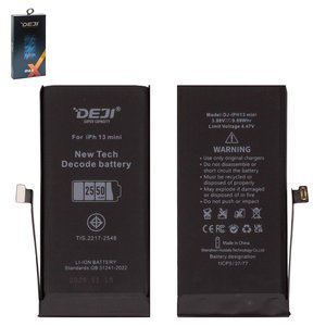 Battery Deji compatible with Apple iPhone 13 mini, Li ion, 3.88 V, 2550 mAh, High Capacity, without error "Unknown Part", decode battery 