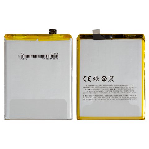 Batería BT42C puede usarse con Meizu M2 Note, Li Polymer, 3.8 V, 3100 mAh, Original PRC 