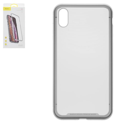 Funda Baseus puede usarse con Apple iPhone XS Max, plateado, magnético, vidrio, metal, #WIAPIPH65 CS0S