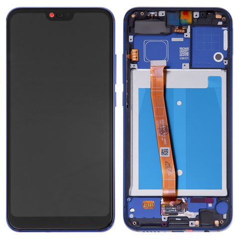 Pantalla LCD puede usarse con Huawei Honor 10, azul, con marco, Original PRC , con escáner de huellas dactilares Touch ID , COL L29