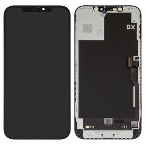 Pantalla LCD puede usarse con iPhone 12 Pro Max, negro, con marco, HC, OLED , OEM hard, GX
