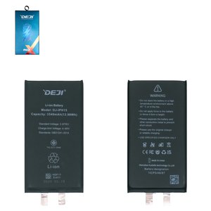 Batería Deji puede usarse con Apple iPhone 15, Li ion, 3.876 V, 3349 mAh, sin controlador