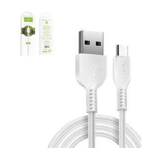 USB кабель Hoco X20, USB тип A, micro USB тип B, 100 см, 2,4 А, білий, #6957531068839