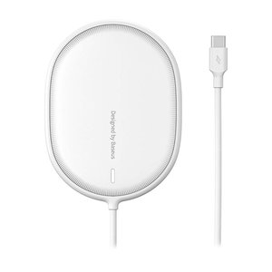 Беспроводное зарядное устройство Baseus BS W518, Fast Charge, белое, USB тип C, 15 Вт, магнитное, #WXQJ 02