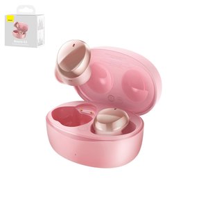 Гарнитура Baseus Bowie E2, вакуумная, беспроводная, розовая, с зарядным кейсом, с USB кабелем тип C, #NGTW090004