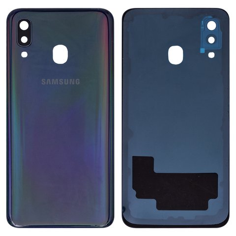 Задняя панель корпуса для Samsung A405F DS Galaxy A40, черная, со стеклом камеры