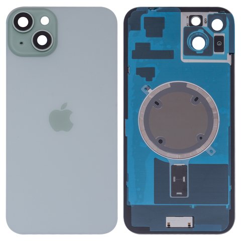 Задняя панель корпуса для iPhone 15 Plus, зеленая, со стеклом камеры, small hole