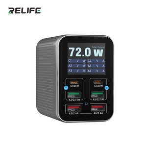 Мережевий зарядний пристрій RELIFE Q4, 72 Вт, Quick Charge, Power Delivery PD , 6 портів